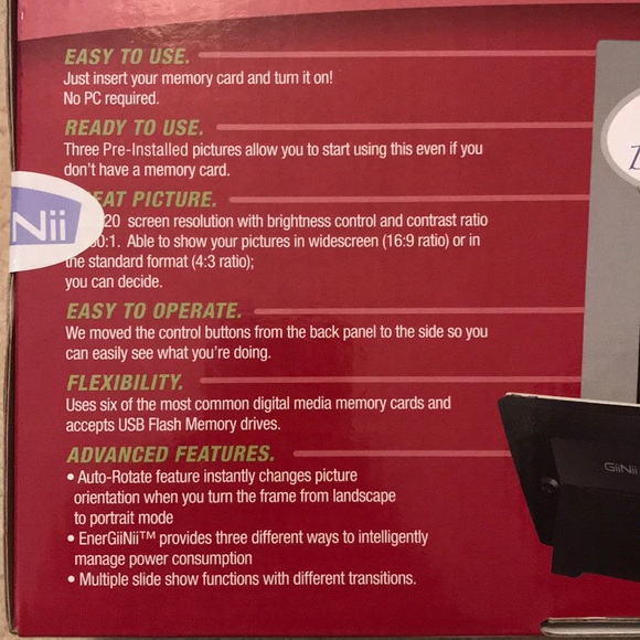 NWT Giinii 8” LCD Widescreen Digital Picture Frame - Picture 4 of 5